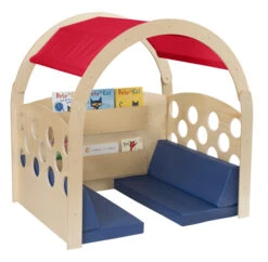 Childcraft Reading Nook, Tan/Red Canopy With Blue Cushions, 49-1/2 X 37 X 50 Inches -Disney Accessories Sales 2006077 F ecommfullsize