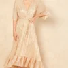 Sequin Plunge Maxi Dress In Gold -Disney Accessories Sales 2022 05 31 Jen Amy Bella Blue41287