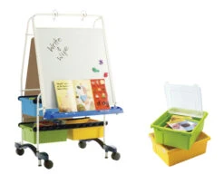 Copernicus Regal Reading Writing Center With Vibrant Tubs And Lids, 32 X 31 X 56 Inches