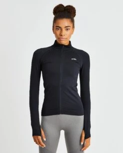 Ignite Seamless Zip Jacket - Midnight Black