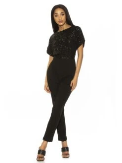 Sadie Sequin Top Jumpsuit -Disney Accessories Sales D3787A BLACK 1