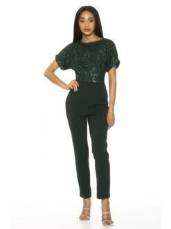 Sadie Sequin Top Jumpsuit -Disney Accessories Sales D3787A EMERALD 1