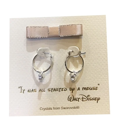 Disney Earrings - Mickey Mouse Small Hoop With Gift Bag - Silver 3 Disney Earrings - Mickey Mouse Small Hoop With Gift Bag - Silver