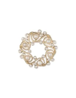 Faux Pearl Wreath Brooch